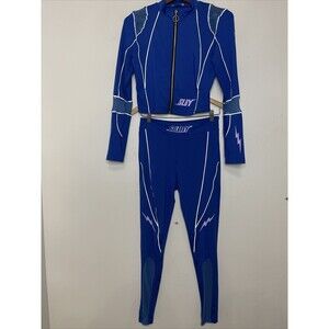 SOLEBOY LIGHTENING BOLT TRACK SUIT blue Long Sleeve Top legging bottom Large
